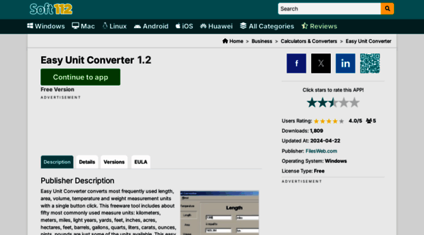 easy-unit-converter.soft112.com - Easy Unit Converter 1.2 Free D ...