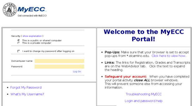 ecc-portal.elcamino.edu