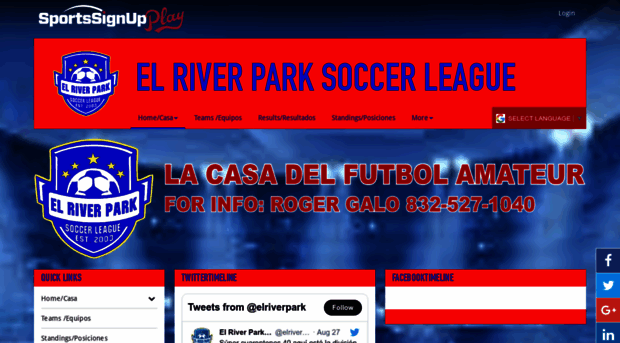 elriverparksoccerleague.com