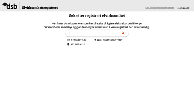 elvirksomhetsregisteret.dsb.no