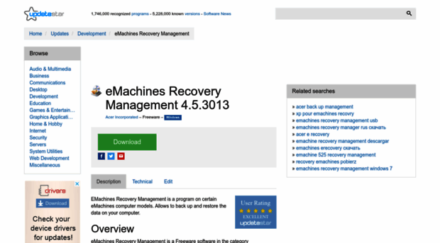 emachines-recovery-management.updatestar.com