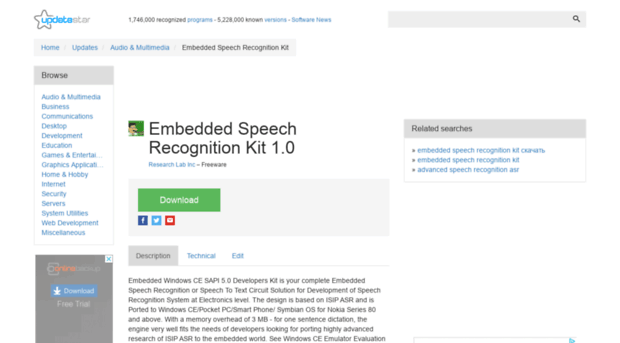 embedded-speech-recognition-kit.updatestar.com