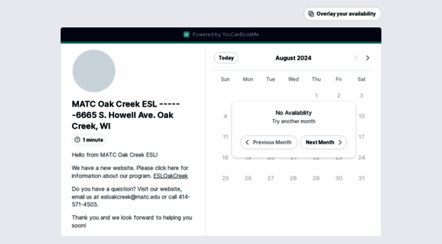 eslatmatcoakcreek.youcanbook.me