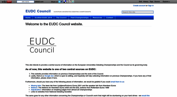 eudc.wikidot.com - Welcome to the EUDC Council we... - EUDC Wikidot