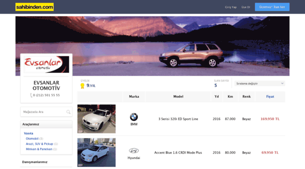 evsanlarotomotiv.sahibinden.com