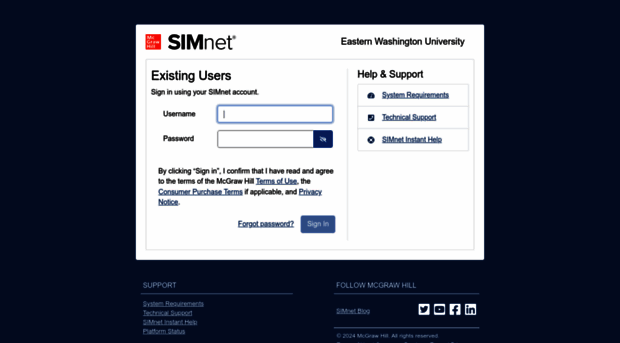 ewu.simnetonline.com - Sign in - SIMnet by McGraw Hil... - Ewu SIMnet ...