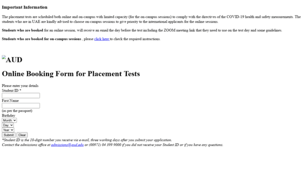 exambooking.aud.edu