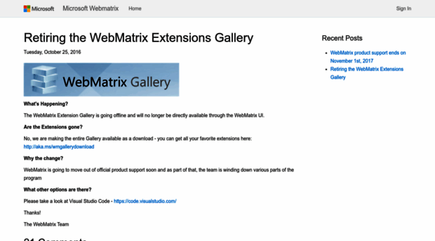 extensions.webmatrix.com