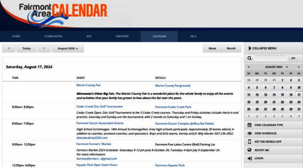 fairmontcommunitycalendar.com