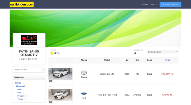 fatihsahinotomotiv.sahibinden.com