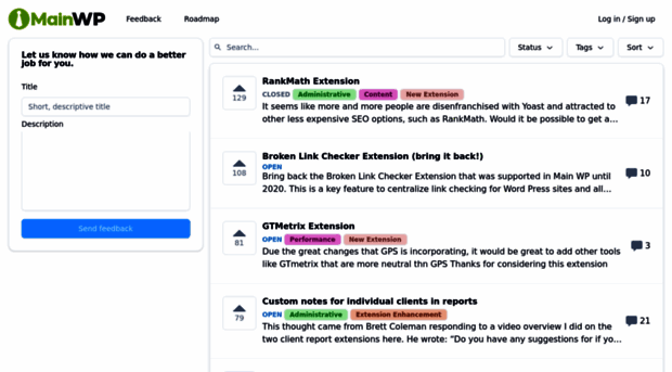 feedback.mainwp.com