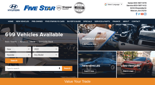 fivestarhyundaiofmacon.com