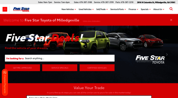 fivestartoyotaofmilledgeville.com