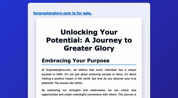 forgreaterglory.com