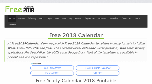 free2018calendar.com