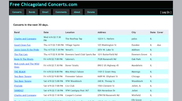 freechicagolandconcerts.com