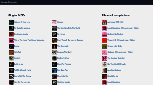 garbage-discography.co.uk