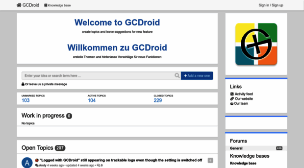 gcdroid.userecho.com