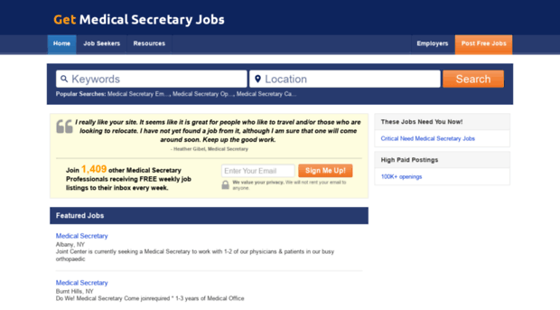 getmedicalsecretaryjobs.com