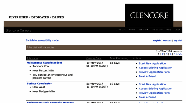 glencorejobs.nga.net.au
