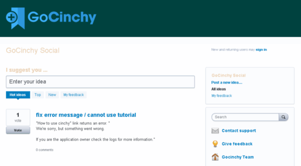 gocinchy.uservoice.com