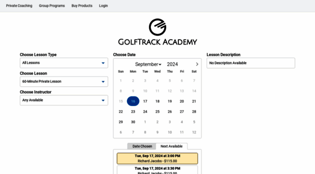 golftrackacademy.uschedule.com