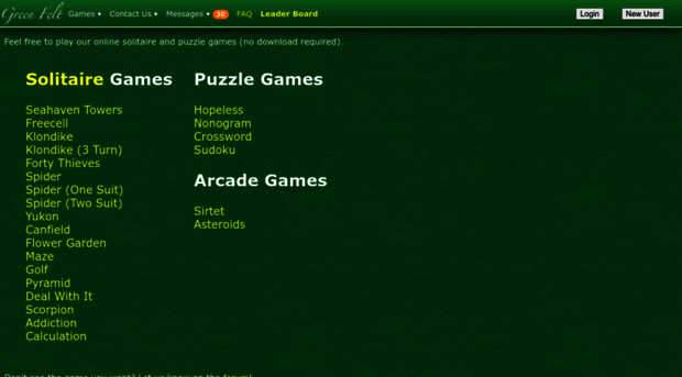 greenfelt.net - Solitaire and Puzzle Games - G - Green Felt