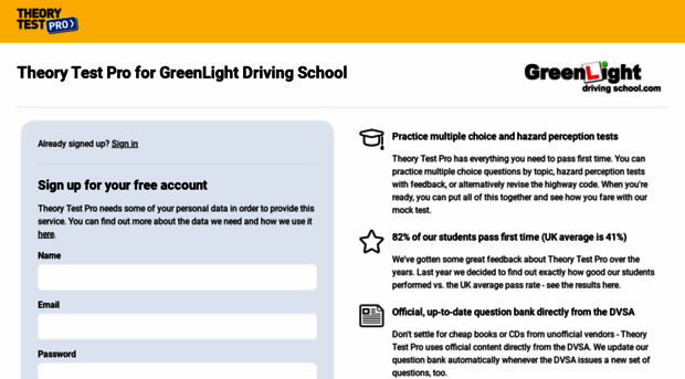 greenlightdrivingschool.theorytestpro.co.uk