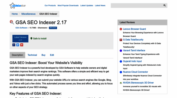 gsa-seo-indexer.updatestar.com