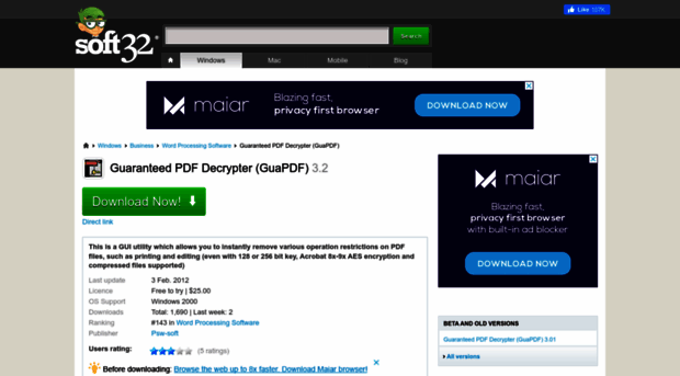 guaranteed-pdf-decrypter-guapdf.soft32.com