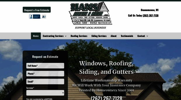 hansroofingandsiding.com