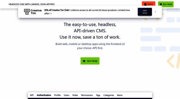 headless-cms-with-laravel-json-api-pro.creative-tim.com