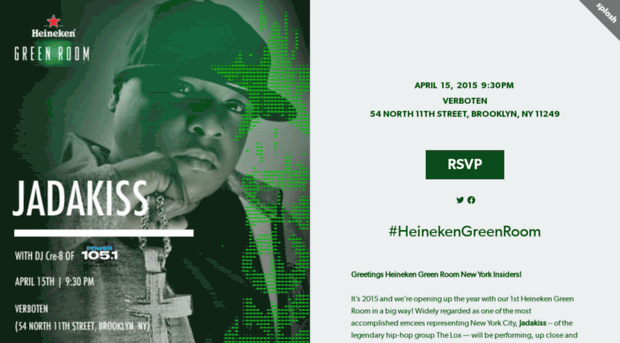 heinekengreenroomnycjadakiss.splashthat.com