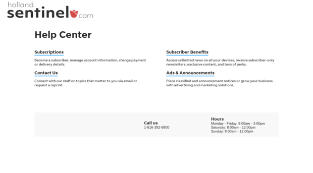 help.hollandsentinel.com