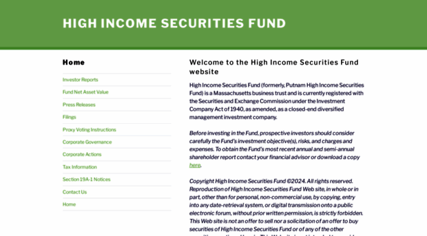 highincomesecuritiesfund.com