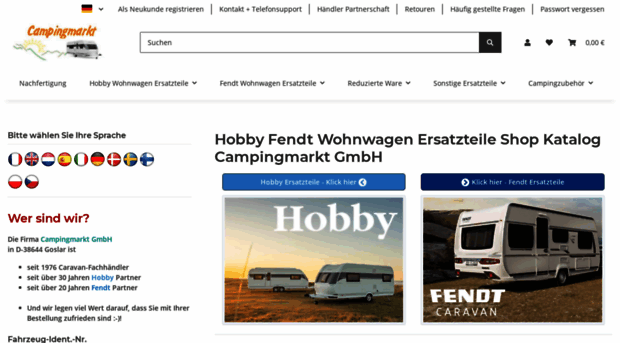 hobby-fendt-wohnwagen-ersatzteile.de - Ersatzteile für Hobby und Fend -  Hobby Fendt Wohnwagen Ersatzteile