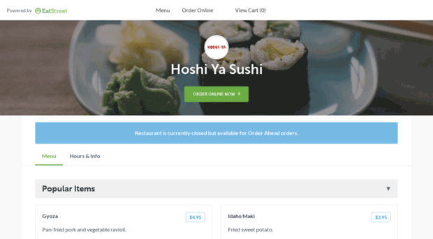 hoshiyasushirestaurant.com