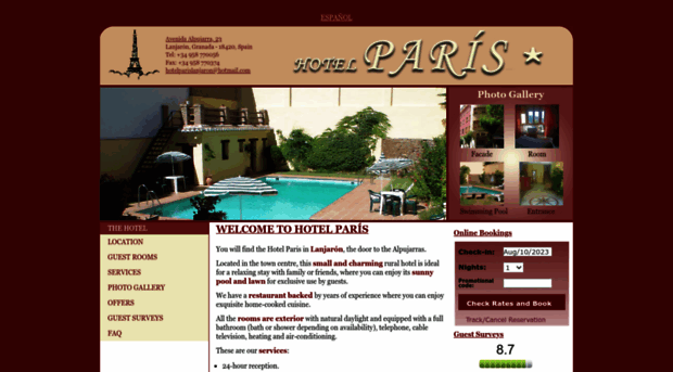 hotelparislanjaron.com