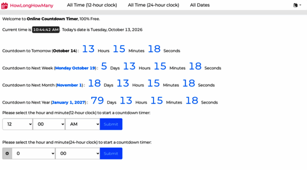 howlonghowmany.com - Online countdown timer, 100% F... - How Long Many