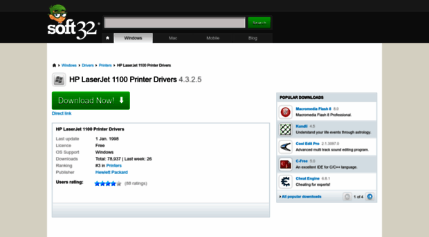 hp-laserjet-1100-printer-drivers.soft32.com