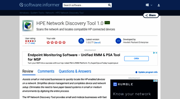 hpe-network-discovery-tool.software.informer.com