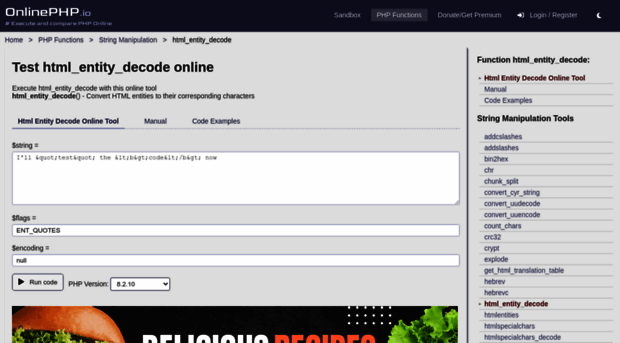 html_entity_decode.onlinephpfunctions.com