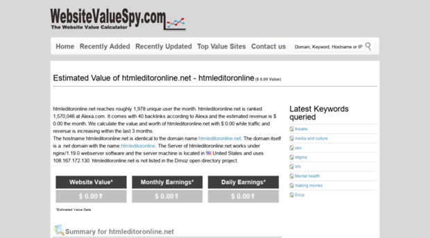 htmleditoronline.net.websitevaluespy.com