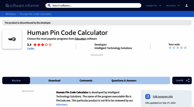 human-pin-code-calculator.software.informer.com