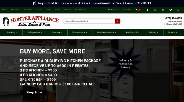 hunterapplianceonline.com