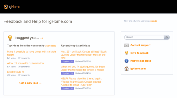 ighome.uservoice.com