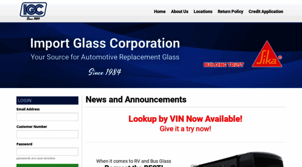 importglasscorp.com