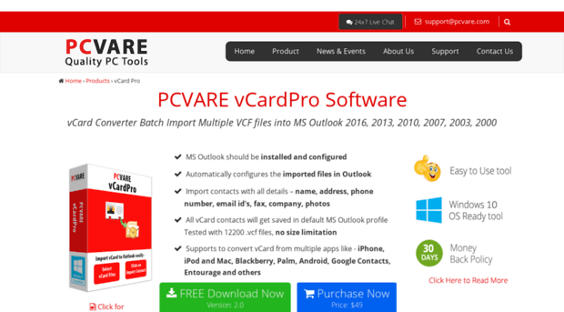 importvcardtomicrosoftoutlook.pcvare.com