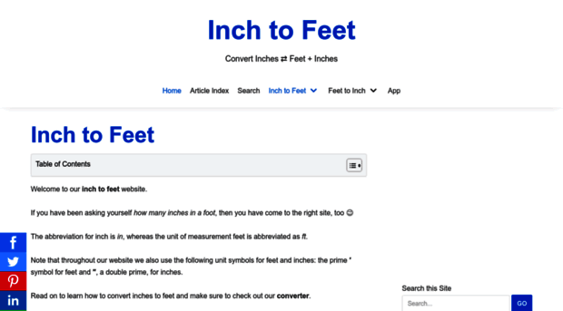 inchtofeet.com