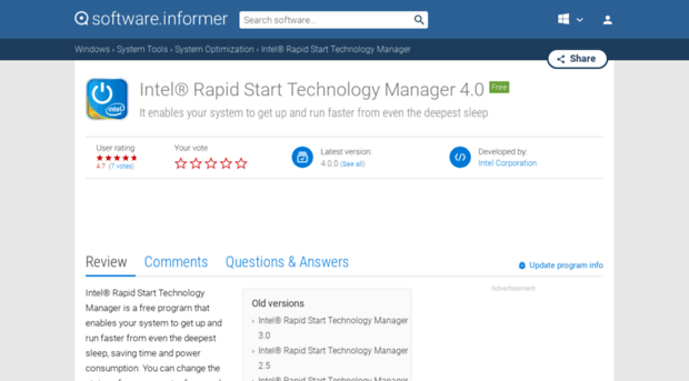 intel-rapid-start-technology-manager.software.informer.com